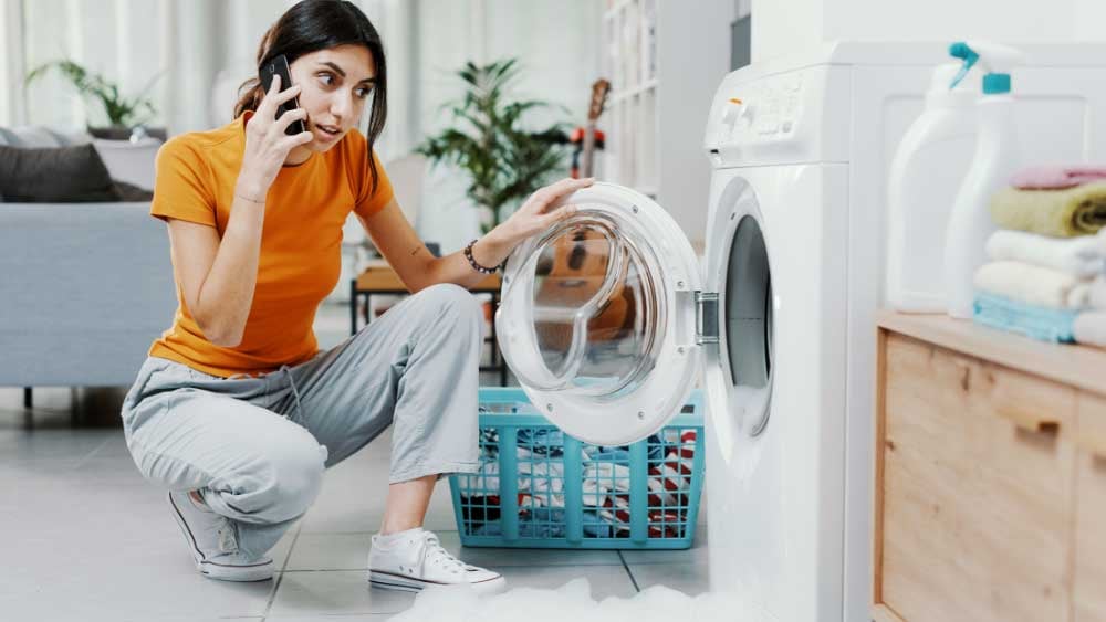 Customer calling for appliance support after washer breakdown